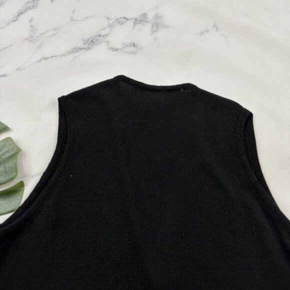 SML Sport Womens Vintage 90s Sweater Vest Size M Black Brown Floral Beaded Knit - Picture 7 of 9